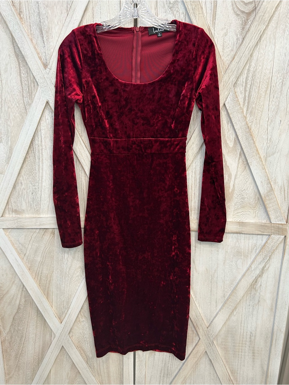 Lulu's Deep Burgundy Velvet Long-Sleeve Midi Dress
